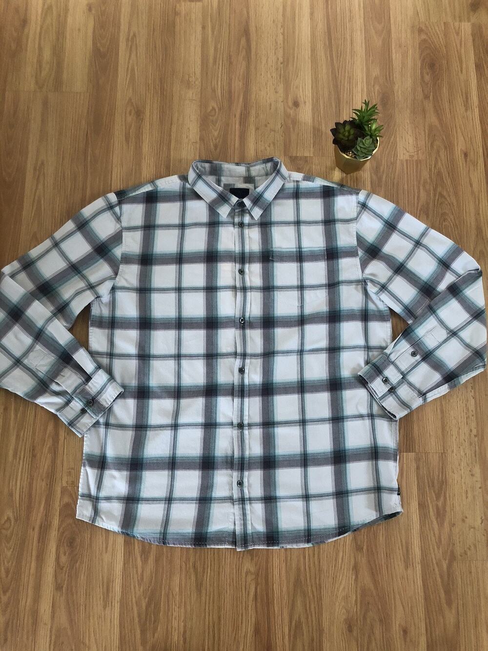 prAna Blue/Purple Plaid Button Down Shirt Mens SIZE XXL